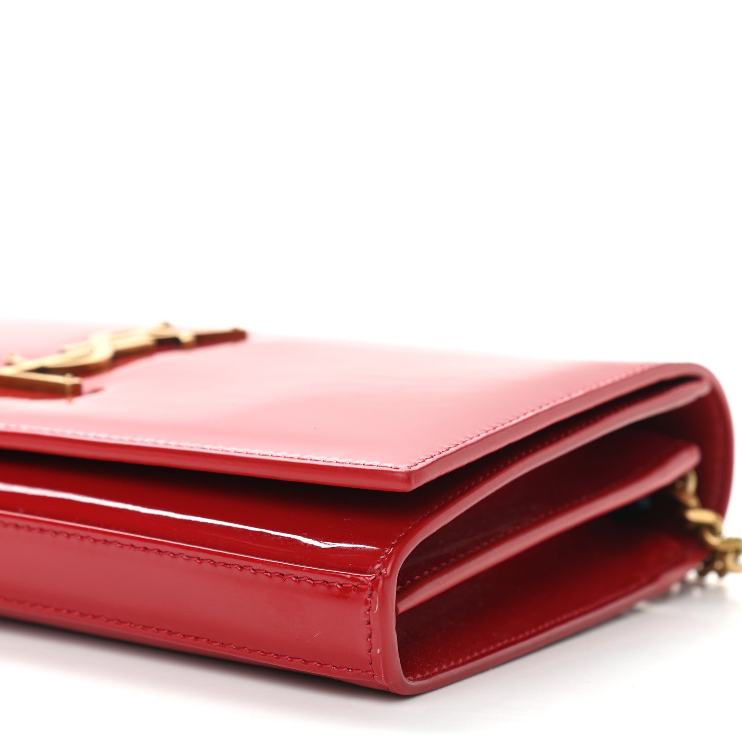 Saint Laurent Patent Calfskin Monogram Kate Wallet On Chain Rouge Eros 11 of 12