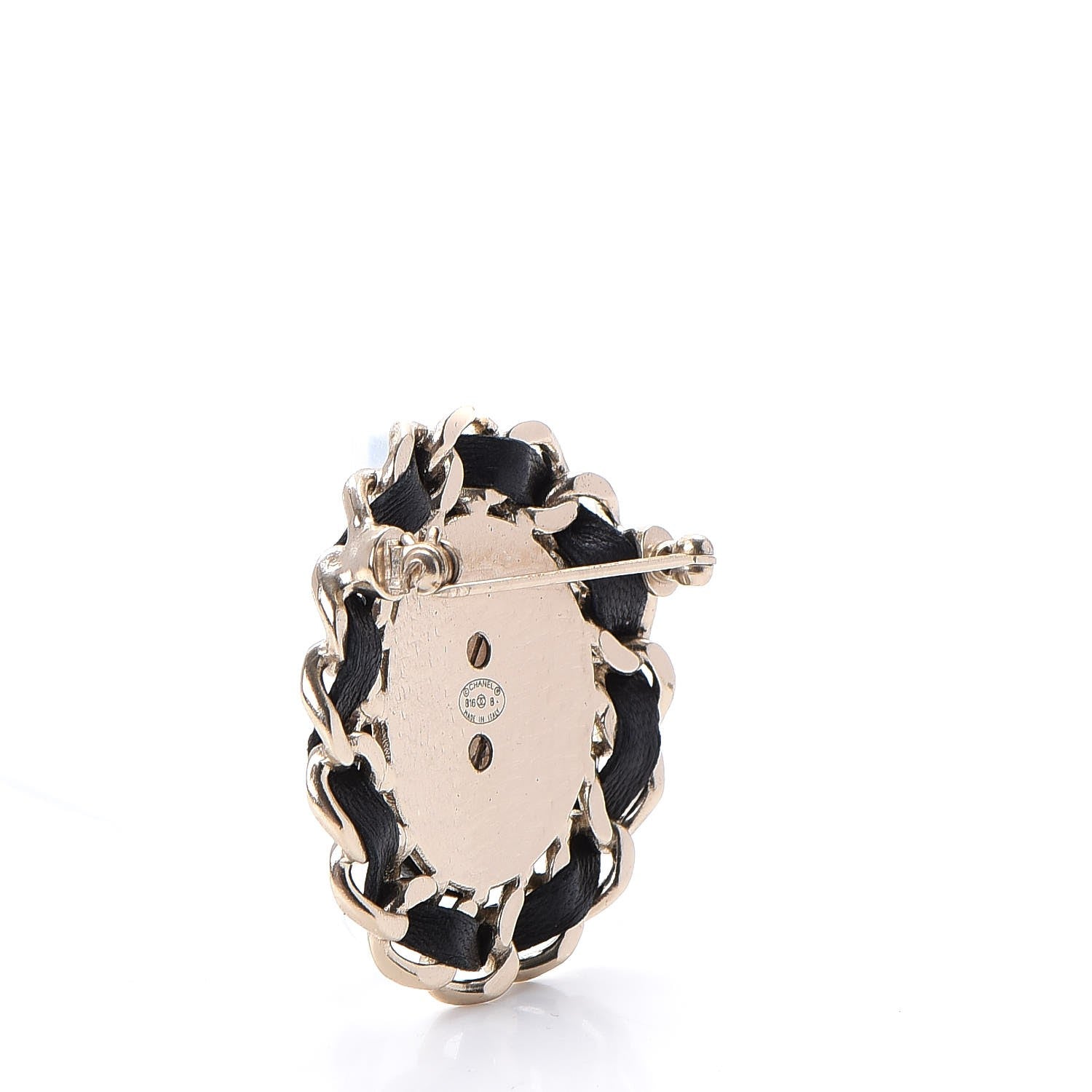Chanel Lambskin CC Brooch Black Gold 3 of 5