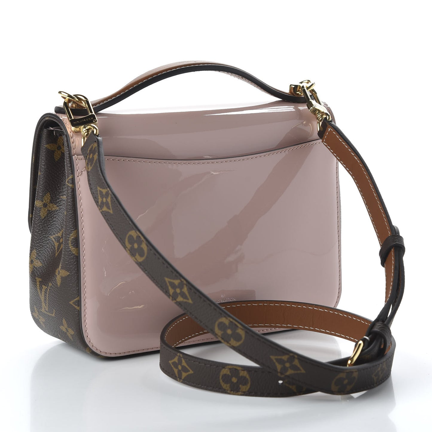 Patent Calfskin Monogram Cherrywood BB Rose Ballerine