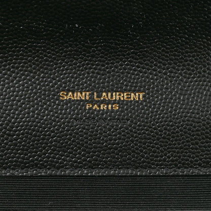 Saint Laurent Grain De Poudre Matelasse Chevron Monogram Envelope Clutch Black 6 of 9