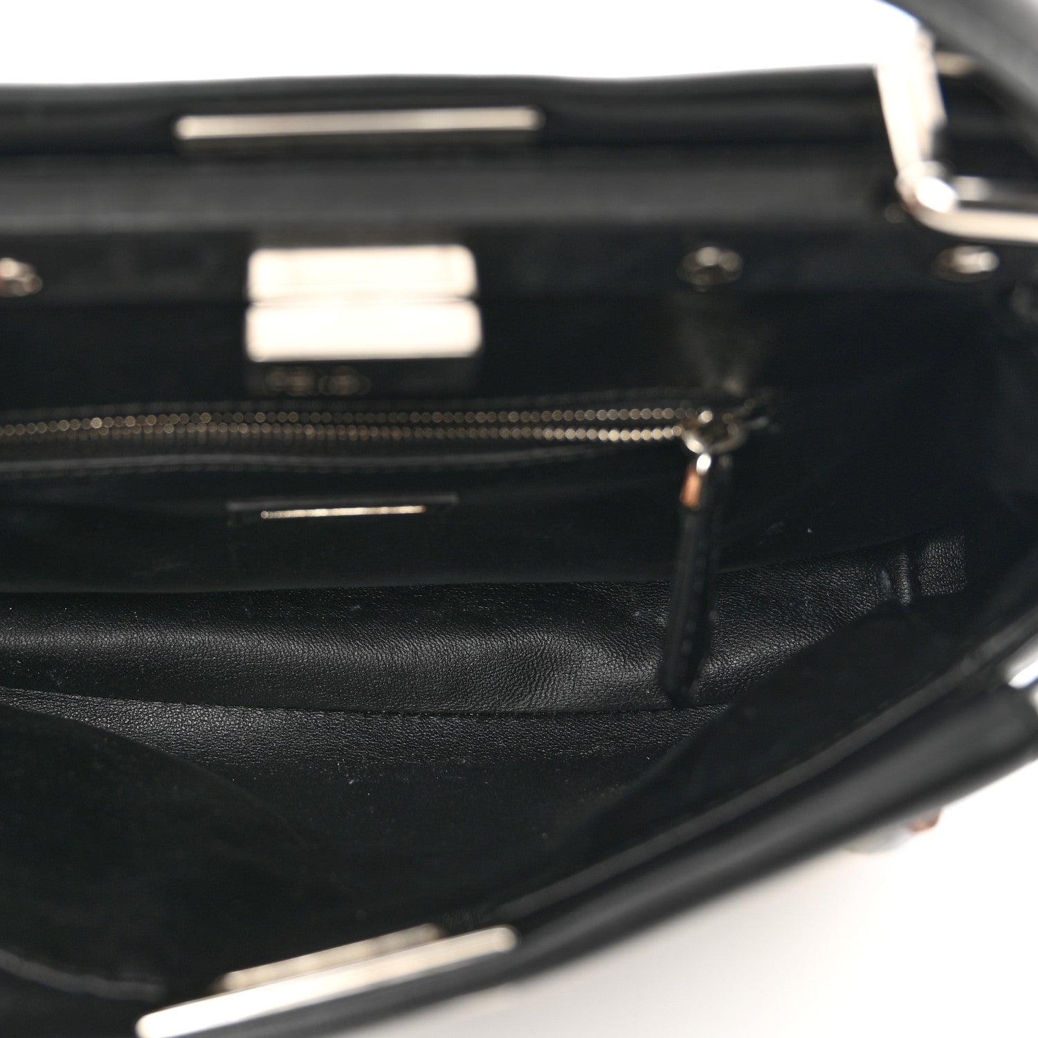 Fendi Nappa Rosebud Embroidered Mini Peekaboo Iconic Satchel Black Multicolor 5 of 12