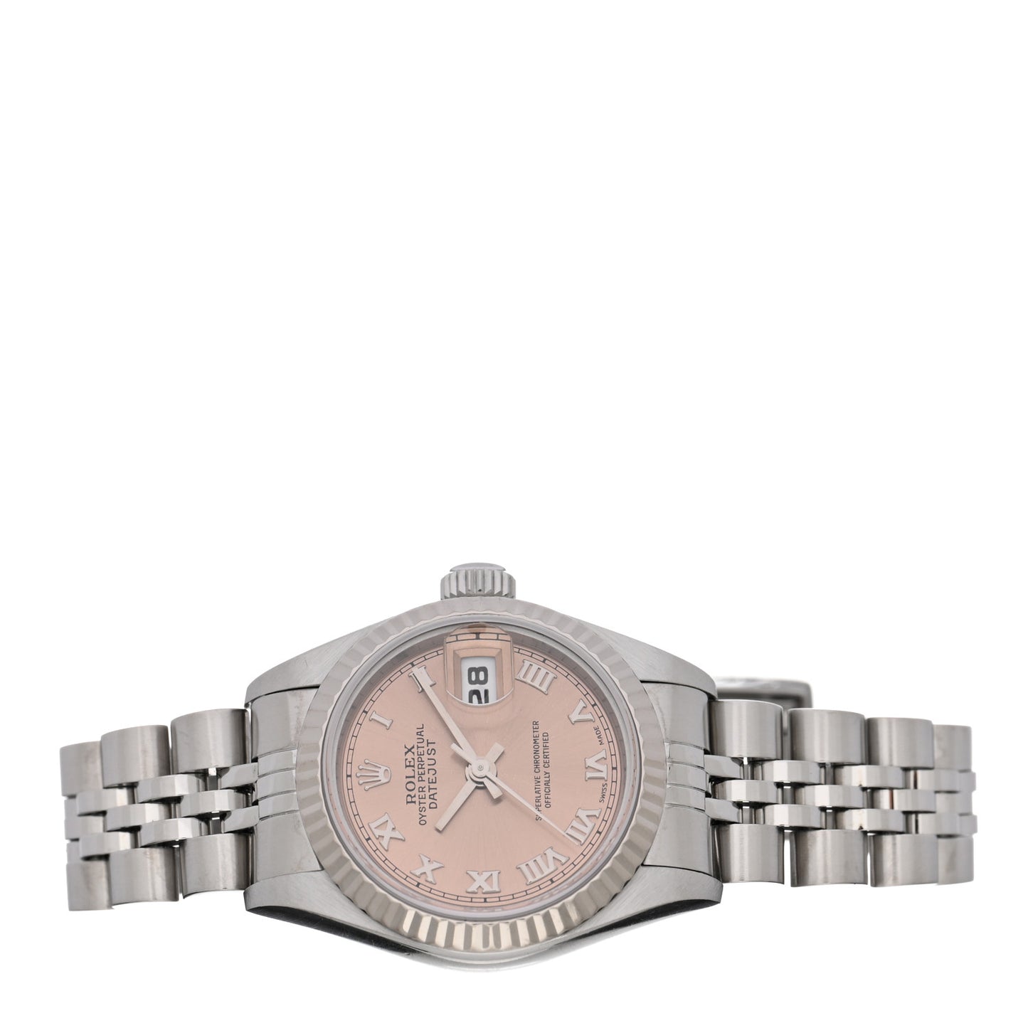 Stainless Steel 18K White Gold 26mm Oyster Perpetual Datejust Watch Pink Roman 69174
