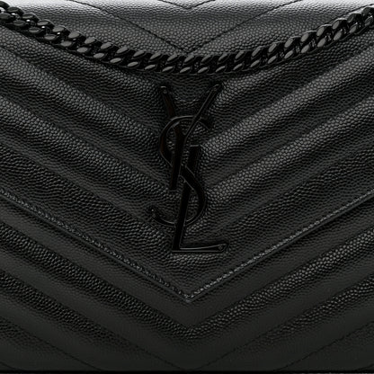 Saint Laurent Grain De Poudre Matelasse Chevron Monogram Monochrome Chain Wallet Black 8 of 11
