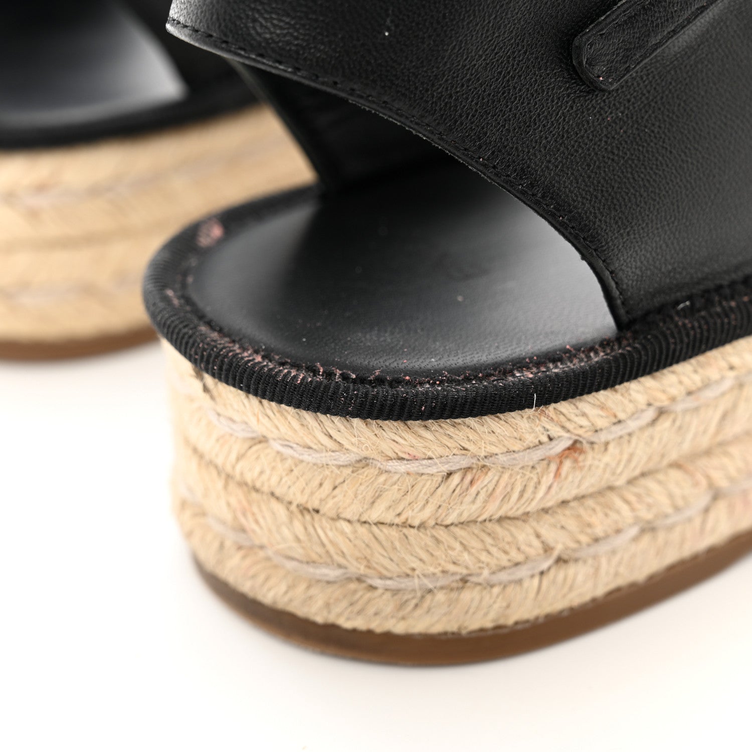 Fendi Nappa FF Embossed Espadrille Platform Sandals 39 Black 8 of 9