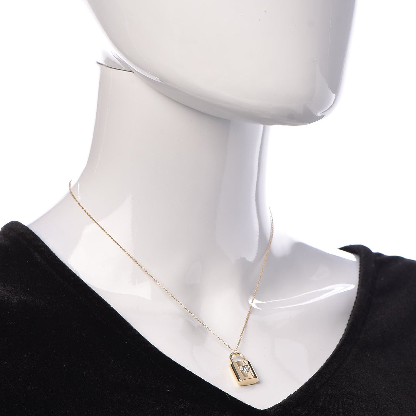 18K Yellow Gold Diamond Mini Heart Lock Pendant Necklace