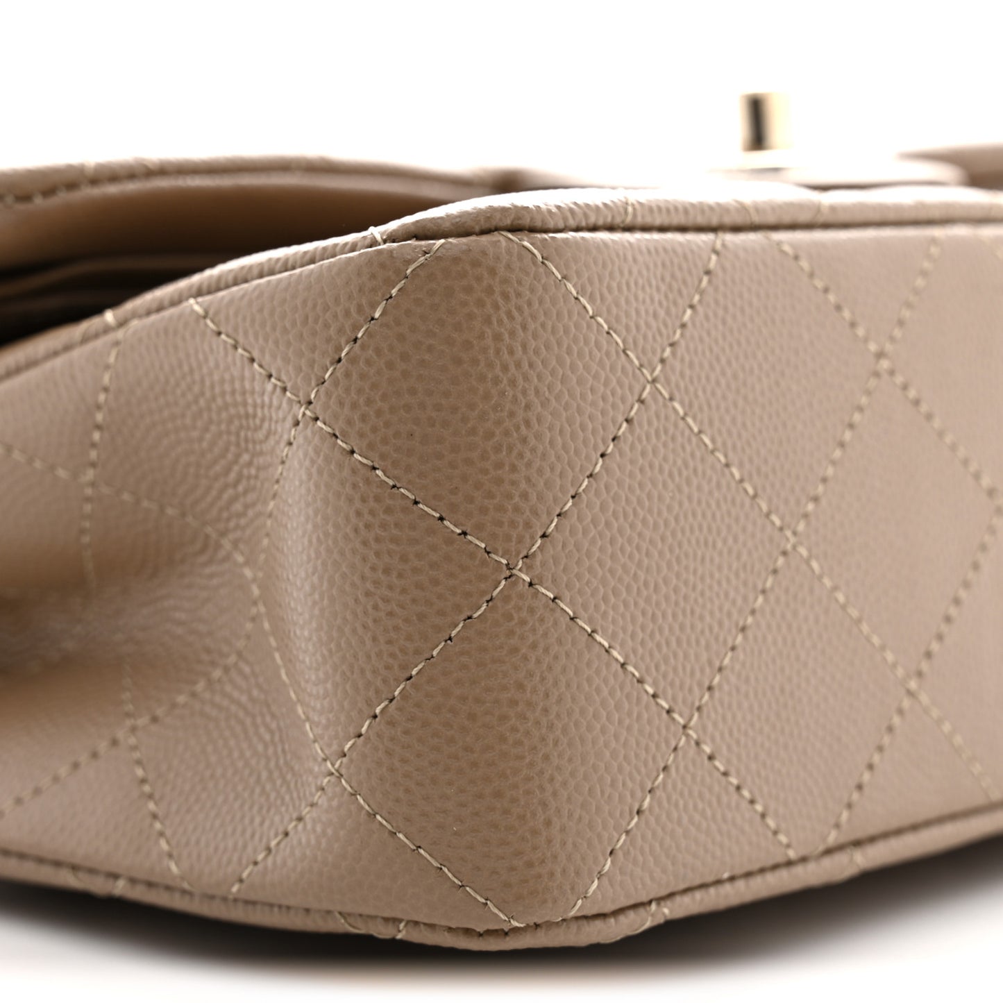 Caviar Quilted Small Double Flap Dark Beige