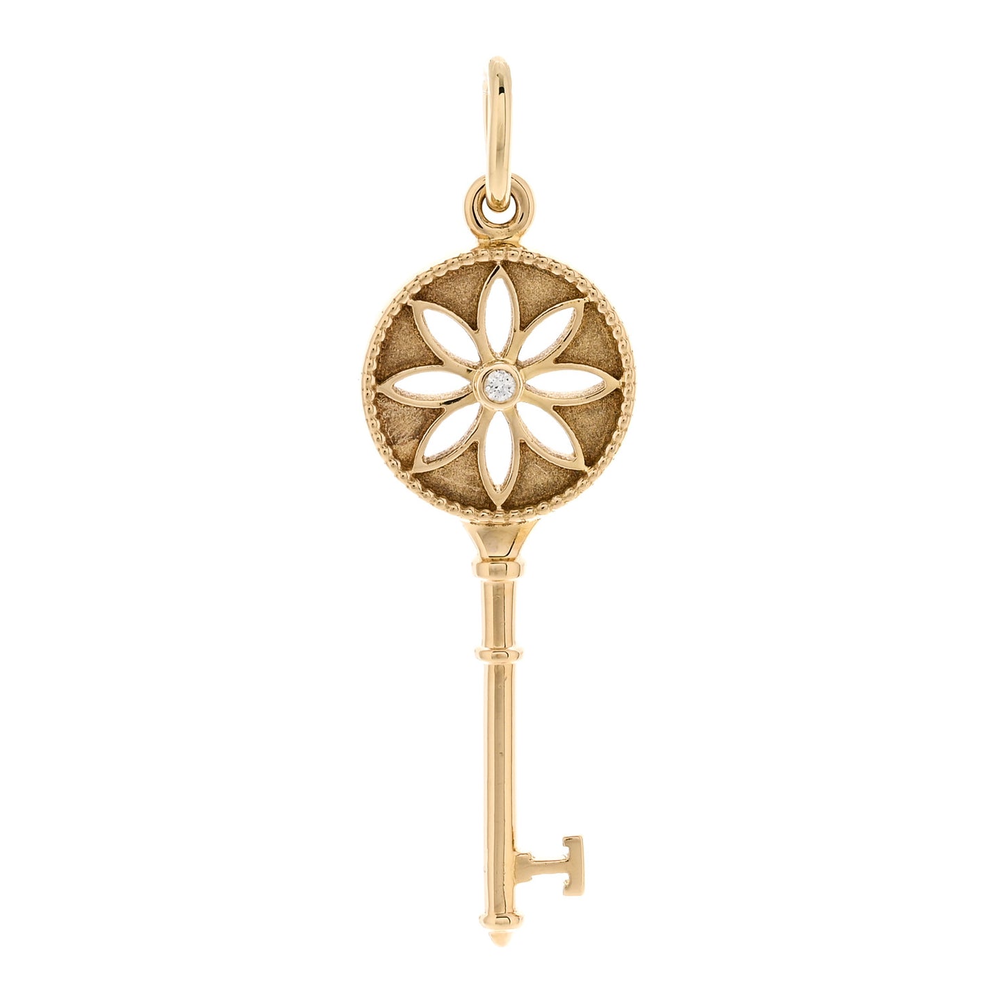 18K Yellow Gold Diamond Daisy Key Pendant
