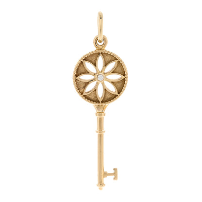 Tiffany 18K Yellow Gold Diamond Daisy Key Pendant 1 of 5
