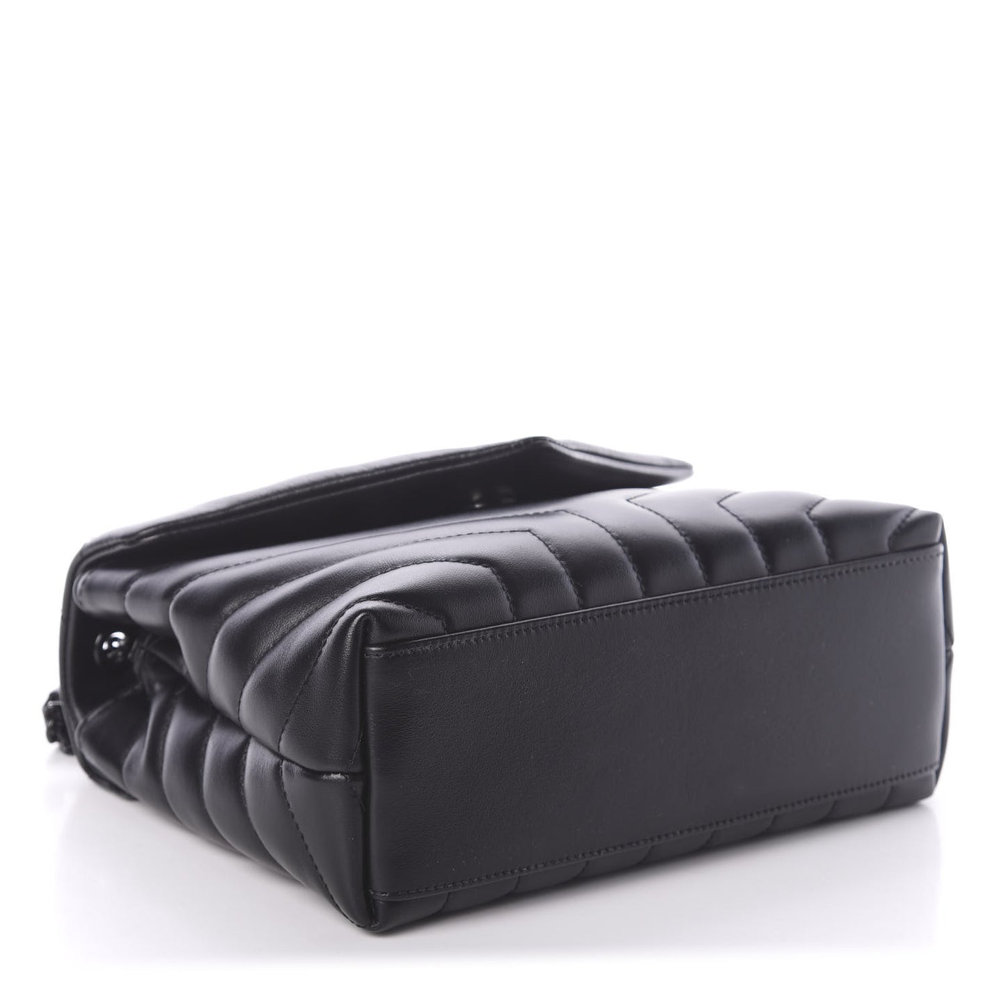 Calfskin Y Quilted Monogram Small Loulou Chain Satchel Black