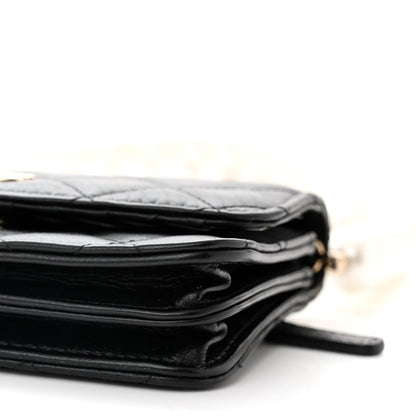 Chanel Calfskin Quilted Mini Maxi Pearls Wallet On Chain WOC Black 11 of 13