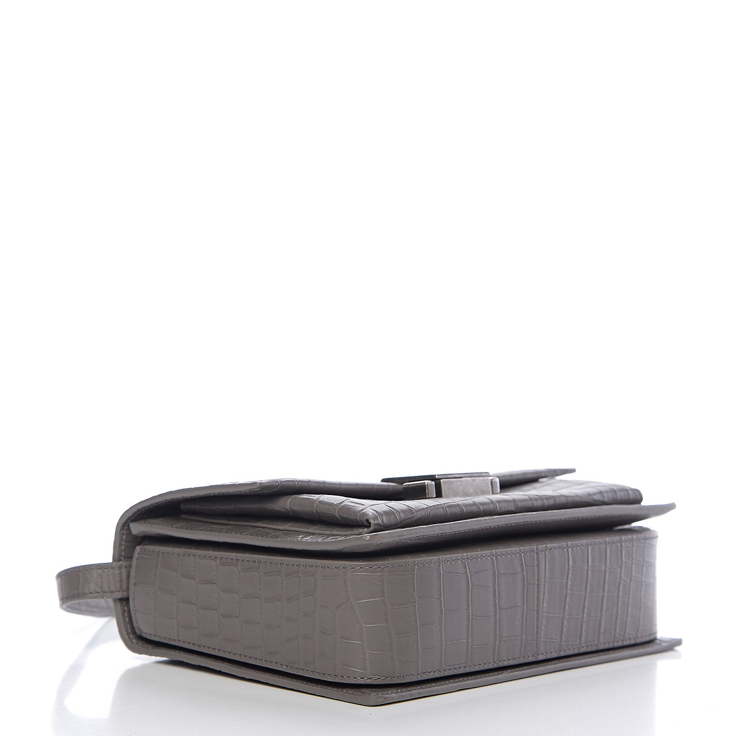 Calfskin Crocodile Embossed Medium Bellechasse Satchel Grey