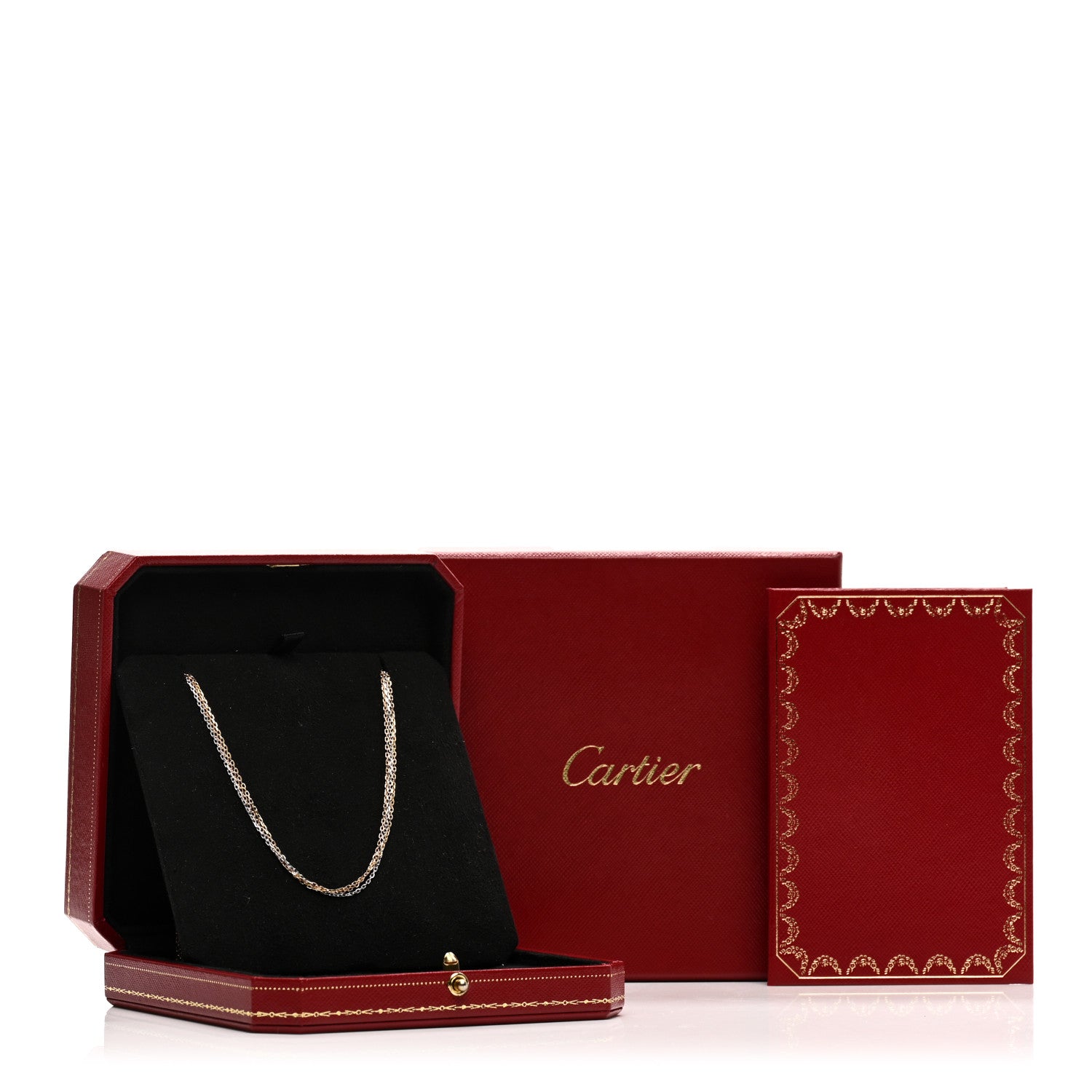 Cartier 18K Pink Yellow White Gold Three Chain Necklace 5 of 5