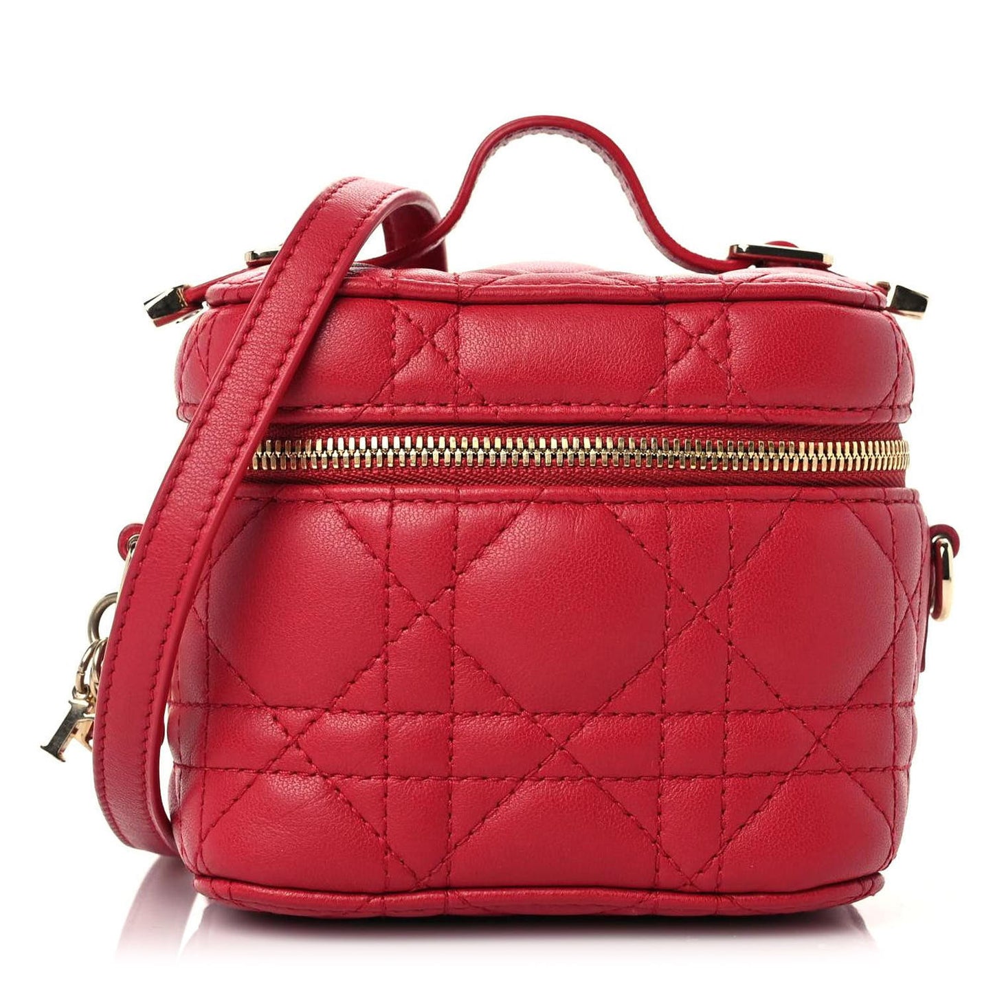 Lambskin Cannage Micro Vanity Case Poppy Red