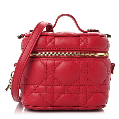Christian Dior Lambskin Cannage Micro Vanity Case Poppy Red 1 of 8
