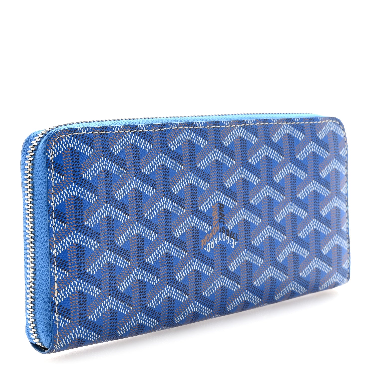 Goyard Goyardine Matignon Zip Around GM Wallet Sky Blue 3 of 7