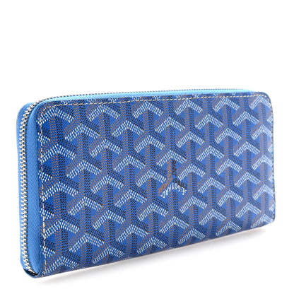 Goyard Goyardine Matignon Zip Around GM Wallet Sky Blue 3 of 7