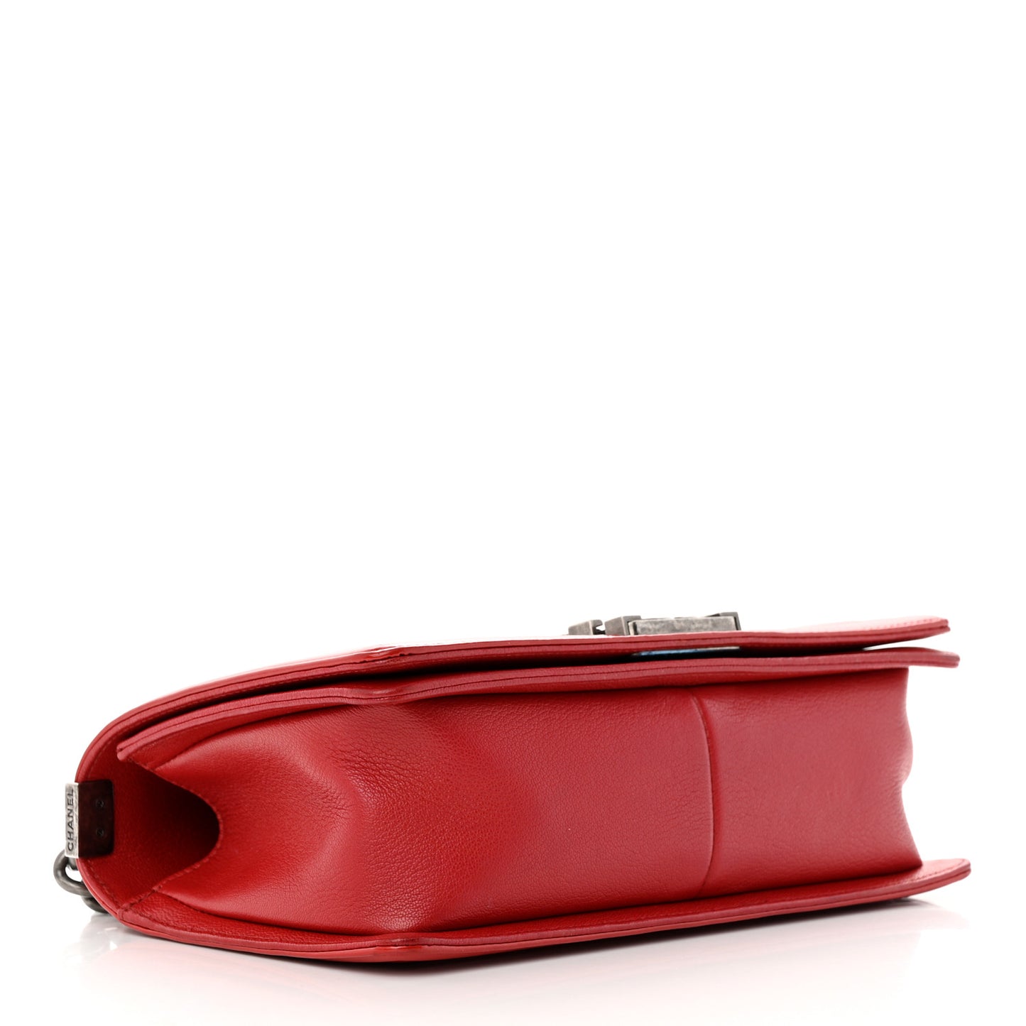 Goatskin Quilted Patent Medium Duo Boy Flap Red