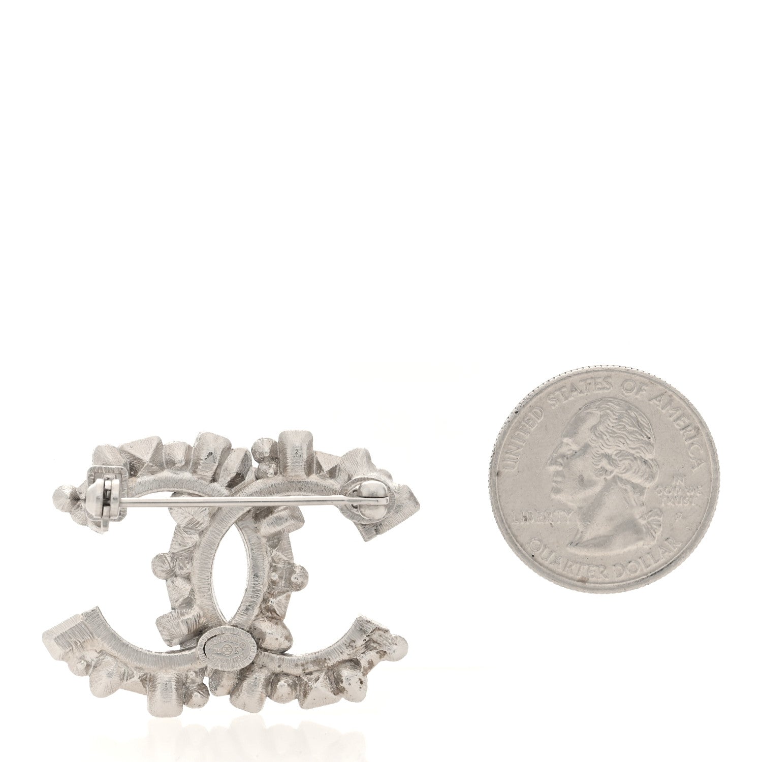 Chanel Baguette Crystal CC Brooch Black Silver 2 of 3