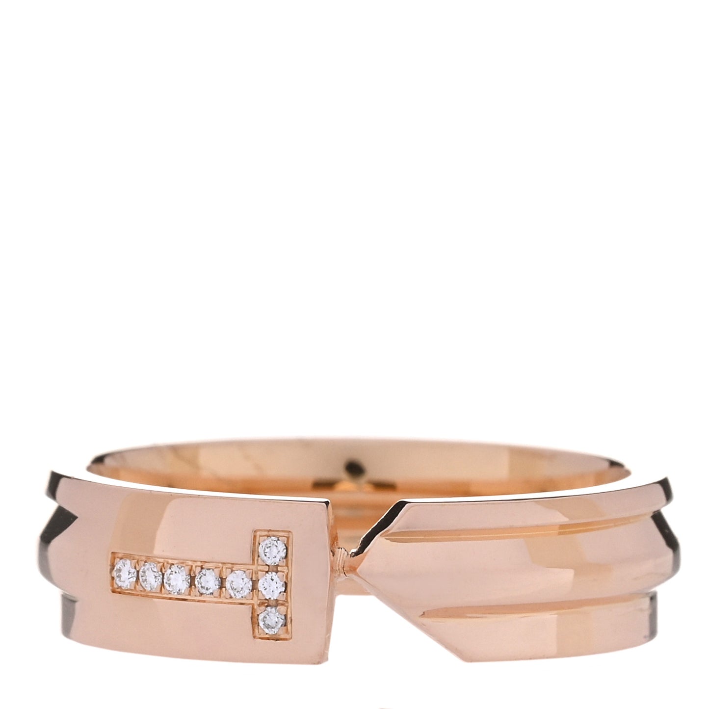 18K Rose Gold Diamond Modern Keys Ring 56 7.5