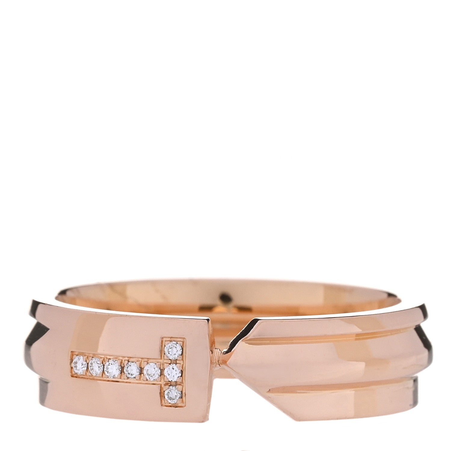 Tiffany 18K Rose Gold Diamond Modern Keys Ring 56 7.5 1 of 4