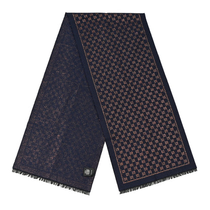 Gucci Wool Silk Jacquard GG Monogram Stenix Scarf Navy Yellow 2 of 4