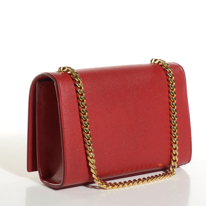 Saint Laurent Grain De Poudre Small Classic Monogram Satchel Red 3 of 9