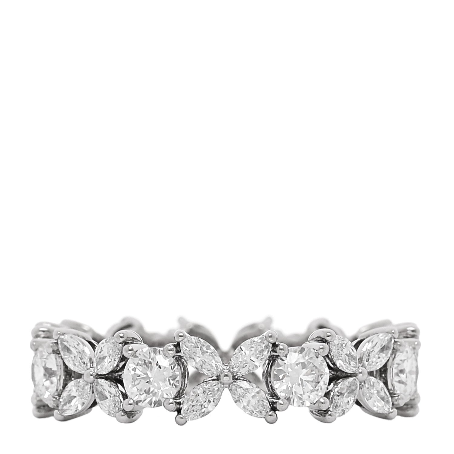 Tiffany Platinum Diamond Victoria Alternating Band Ring 55 7.25 1 of 5
