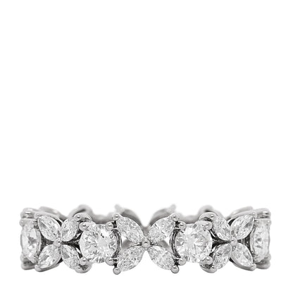 Tiffany Platinum Diamond Victoria Alternating Band Ring 55 7.25 1 of 5