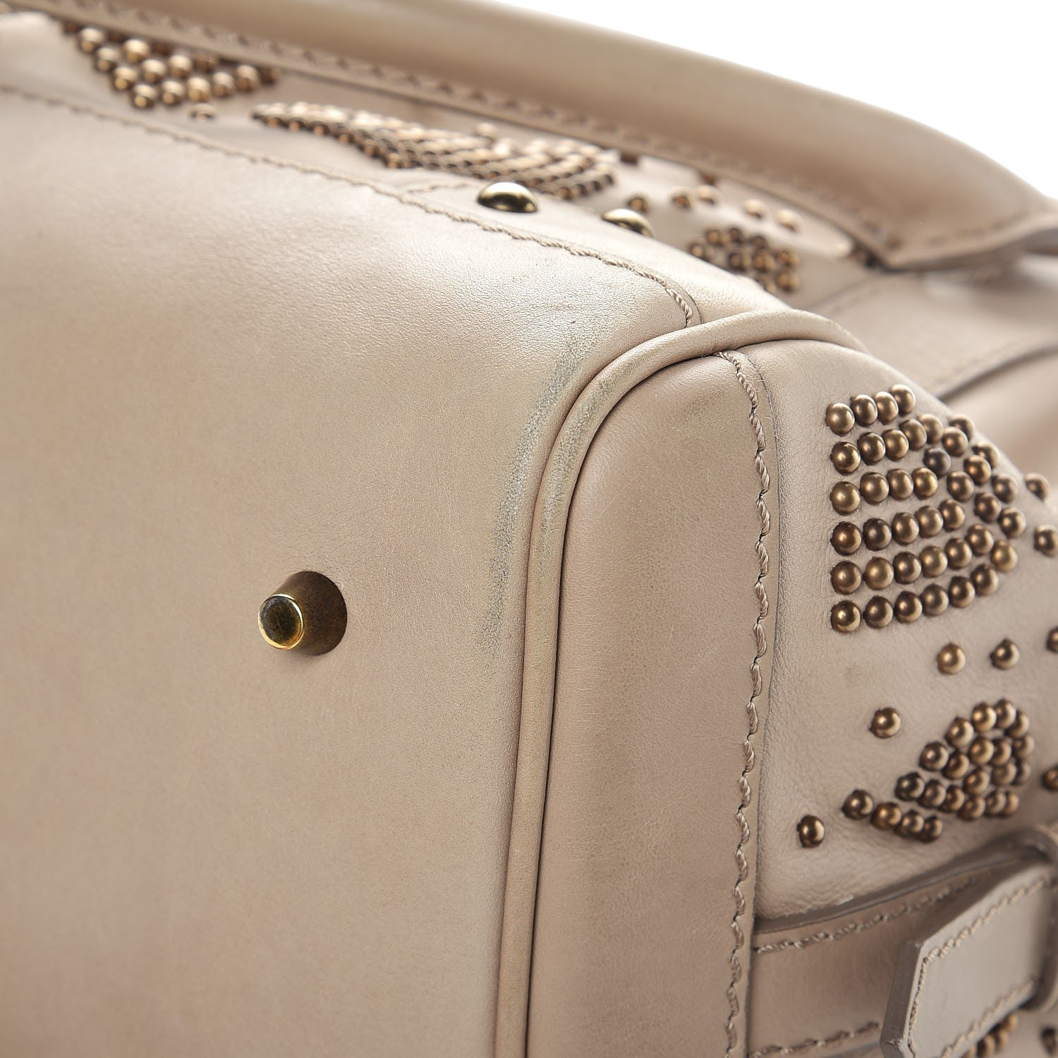 Burberry Calfskin Heart Studded Satchel Beige 14 of 16
