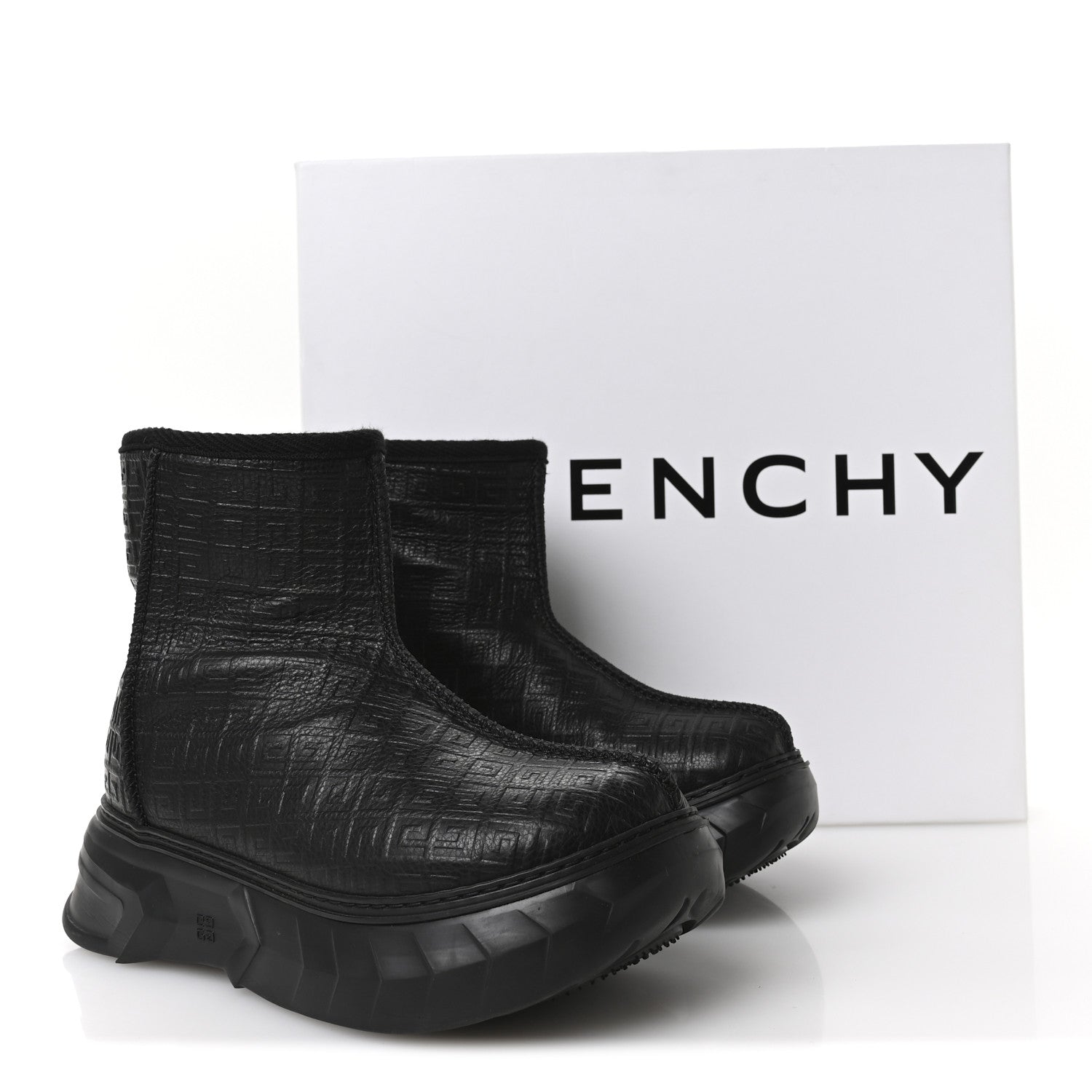 Givenchy Calfskin Logo Embossed Marshmallow Boots 37 Black 8 of 8
