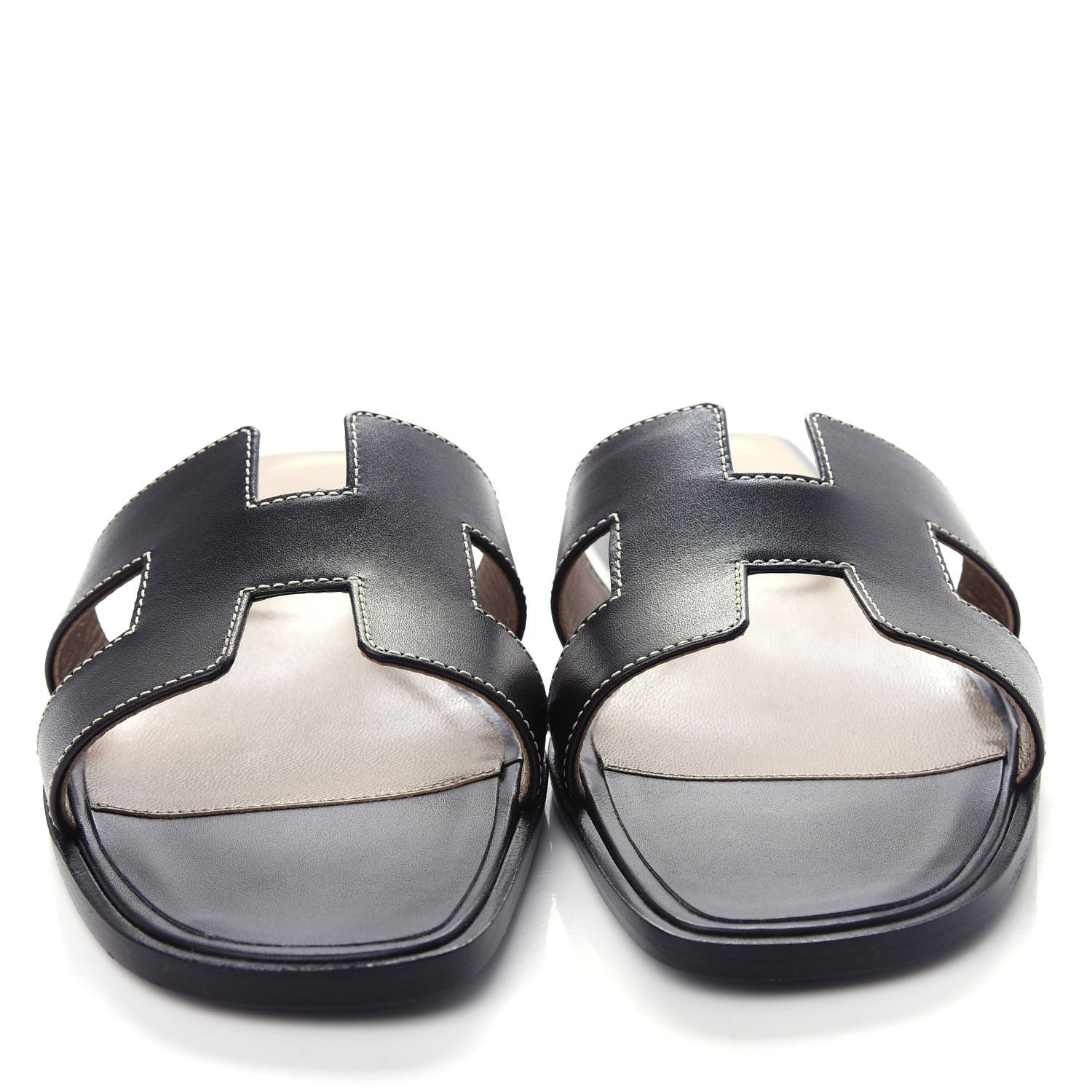 Hermes Box Calfskin Oran Sandals 40 Black 5 of 11