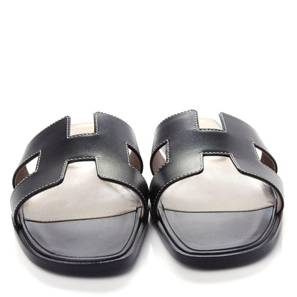 Hermes Box Calfskin Oran Sandals 40 Black 5 of 11