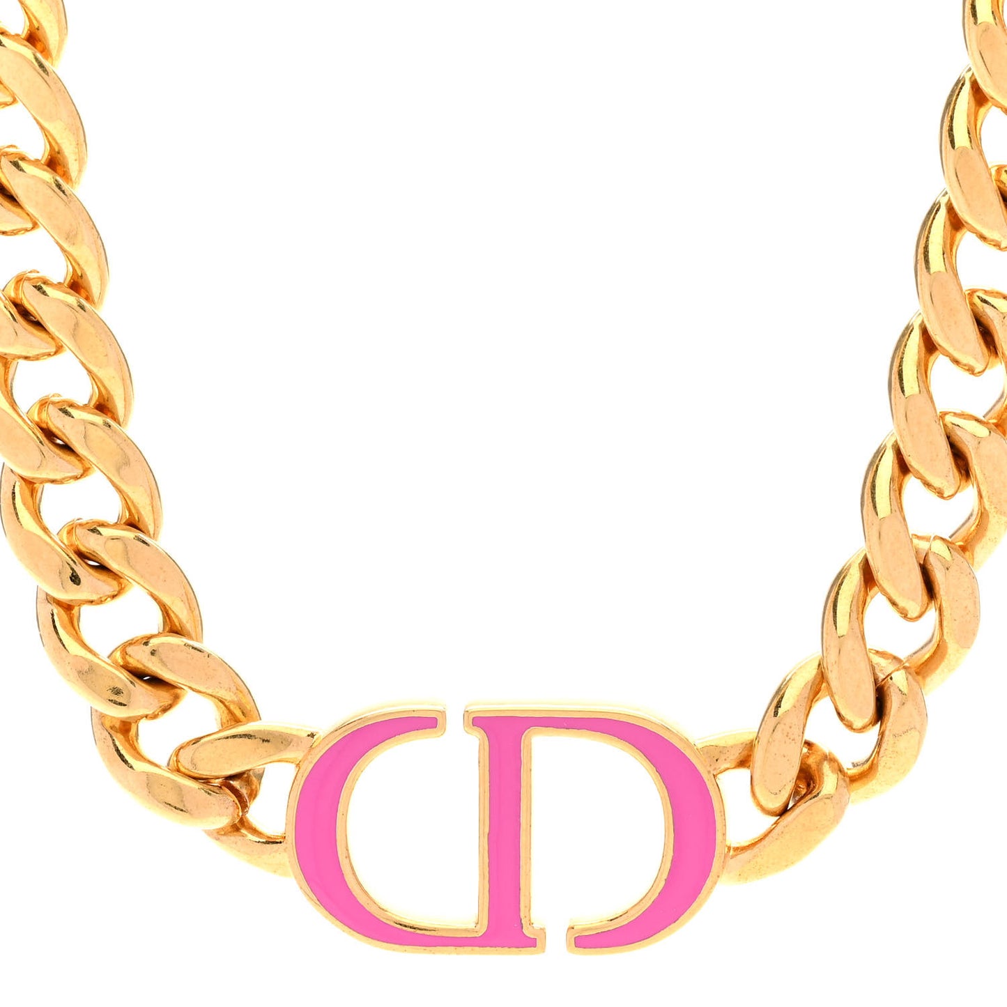 Metal CD Choker Necklace Gold Pink