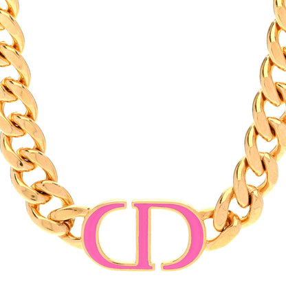 Christian Dior Metal CD Choker Necklace Gold Pink 4 of 6