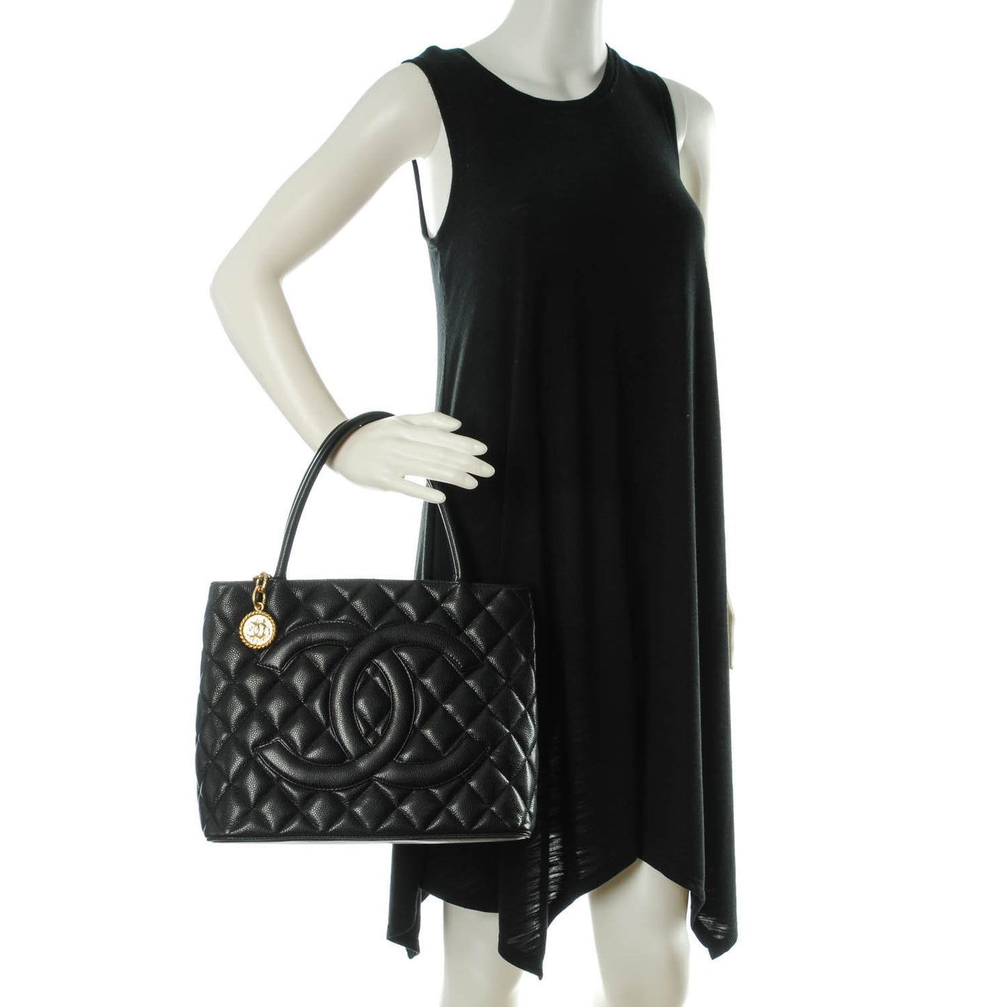 Caviar Quilted Medallion Tote Black