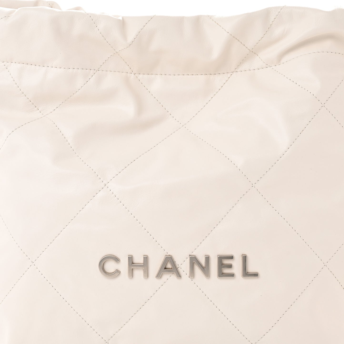 Shiny Calfskin Quilted Small Chanel 22 White
