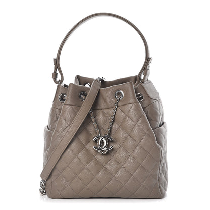 Chanel Grained Calfskin Quilted Small Chain Bucket Bag Khaki 1 of 10