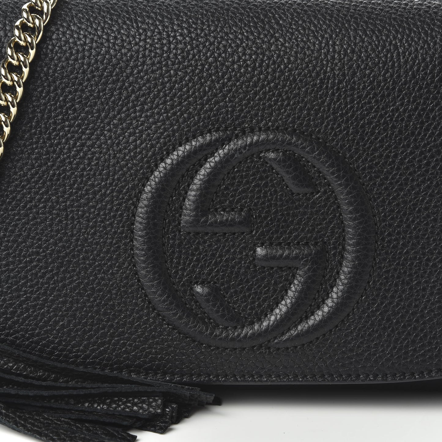 Pebbled Calfskin Medium Soho Flap Crossbody Black