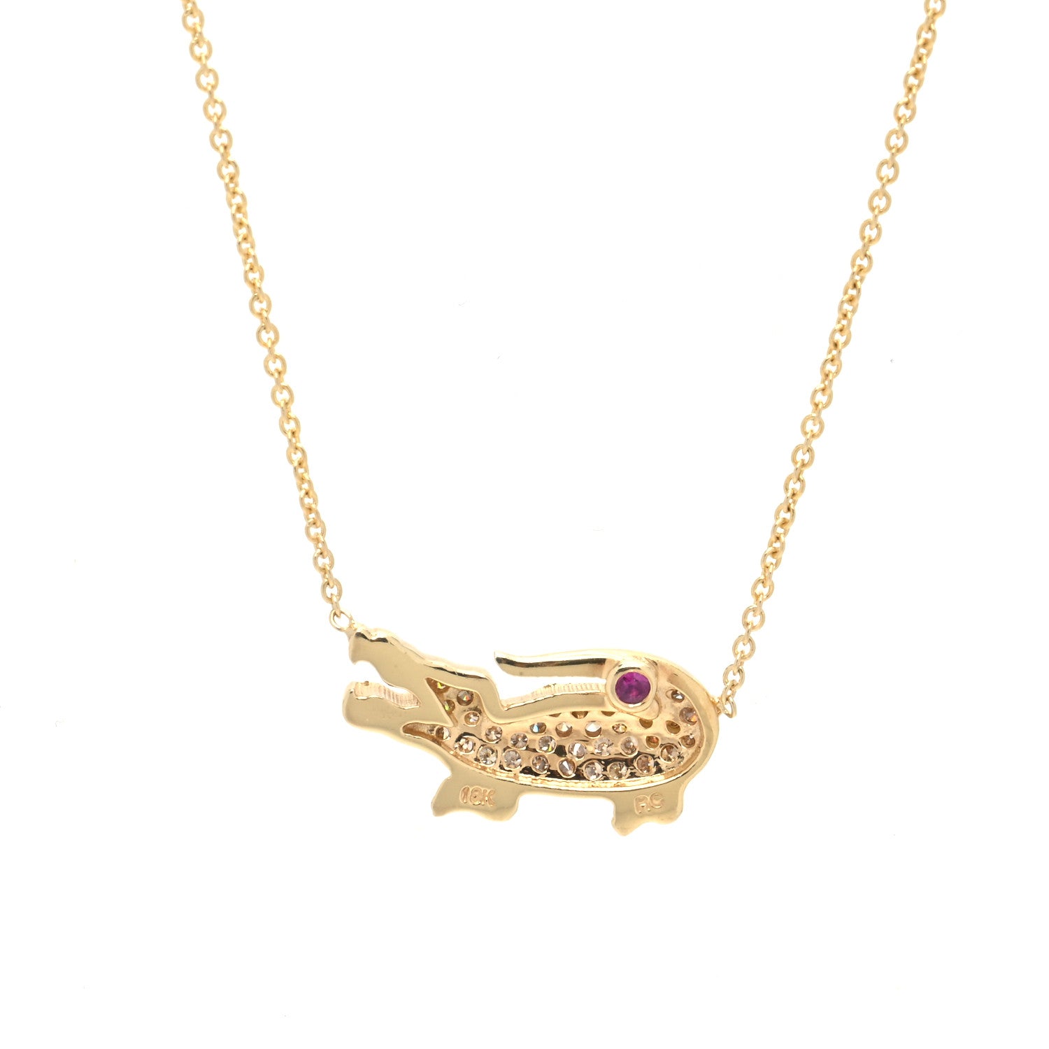 Roberto Coin 18K Yellow Gold Cognac Diamond Alligator Pendant Necklace 4 of 6
