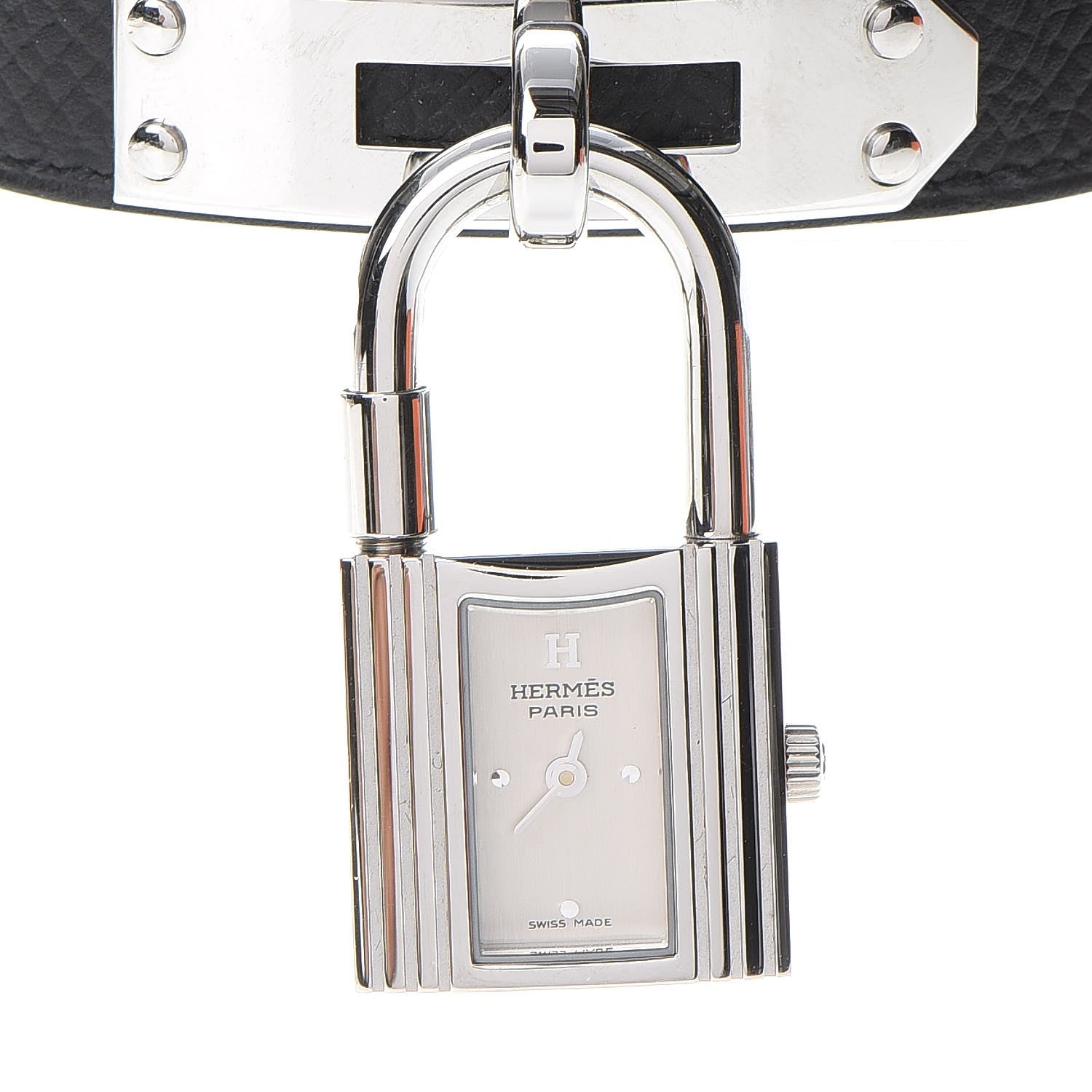 Hermes Stainless Steel Epsom 20mm Kelly Cadena Double Tour Quartz Watch Noir 4 of 12