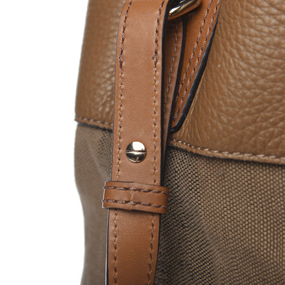 Burberry Grainy Calfskin Canvas Mega Check Medium Ashby Tassel Hobo Saddle Brown 11 of 11