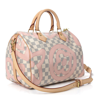 Louis Vuitton Damier Azur Tahitienne Speedy Bandouliere 30 Rose Ballerine 4 of 10