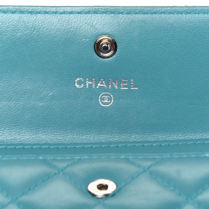 Chanel Lambskin Quilted Flap Card Holder Turquoise 6 of 18