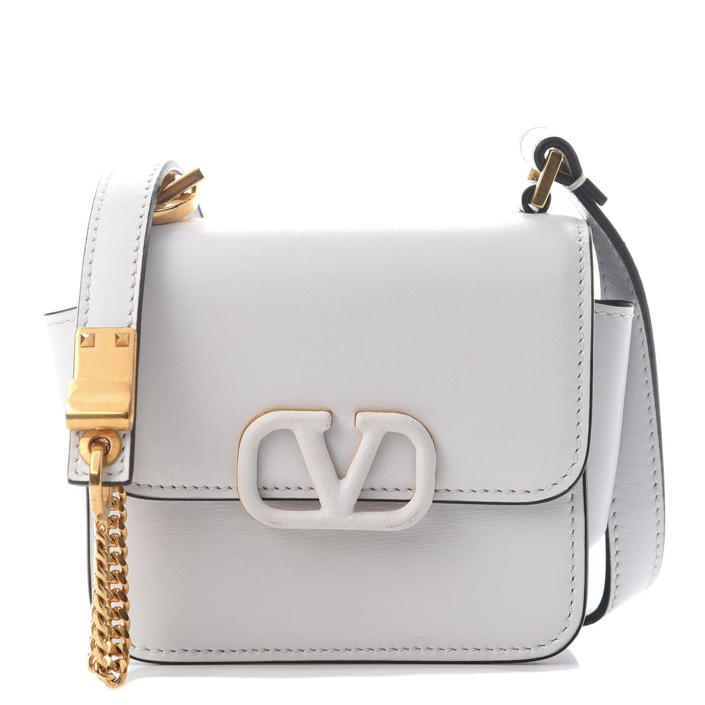 Smooth Calfskin Micro VSling Shoulder Bag White