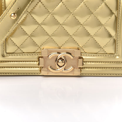 Chanel Metallic Patent Calfskin Quilted Small Boy Flap Gold 10 of 11