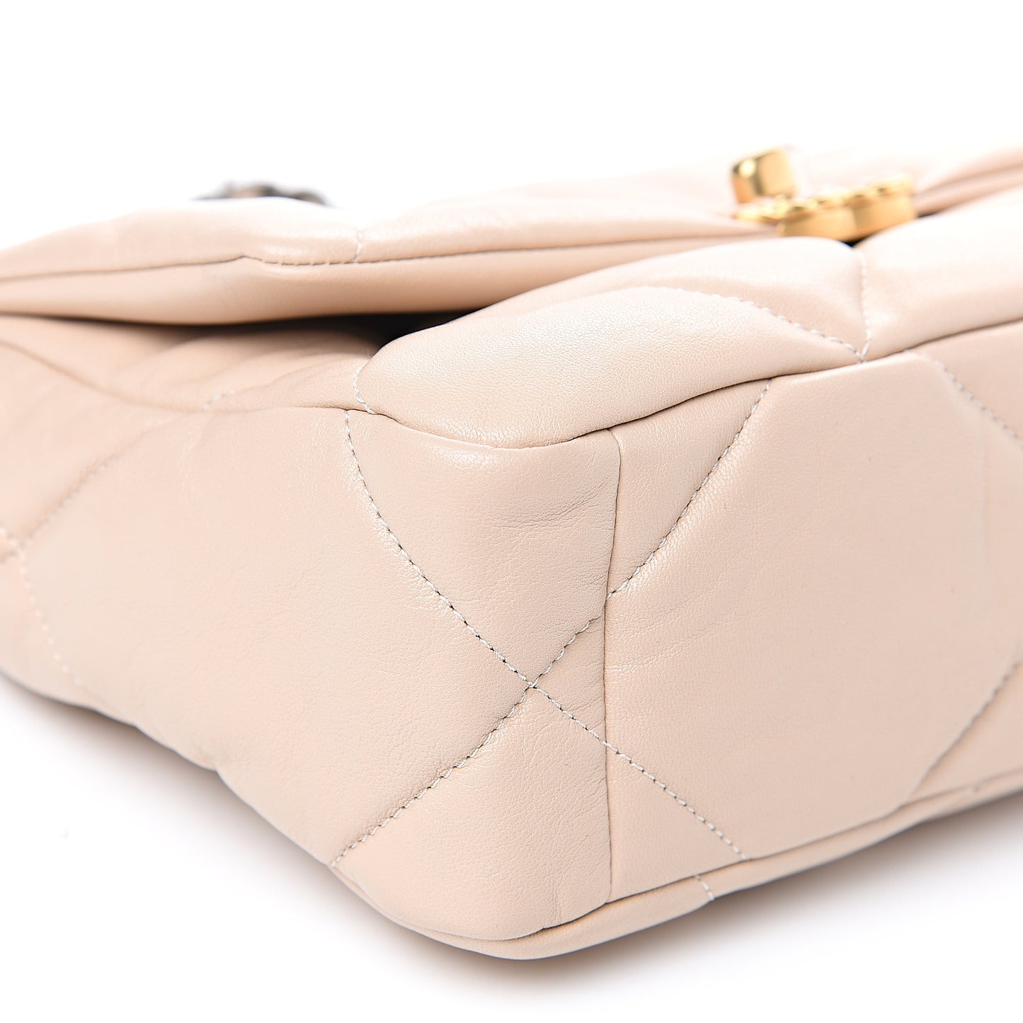 Lambskin Quilted Medium 19 Flap Light Beige