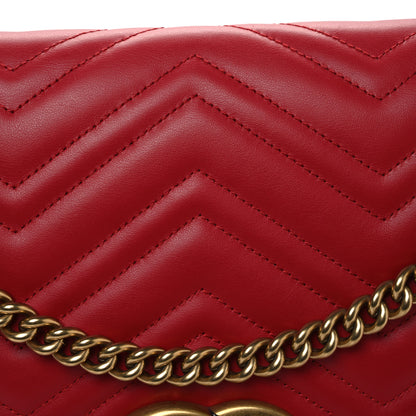 Gucci Calfskin Matelasse Large GG Marmont Shoulder Bag Hibiscus Red 8 of 11