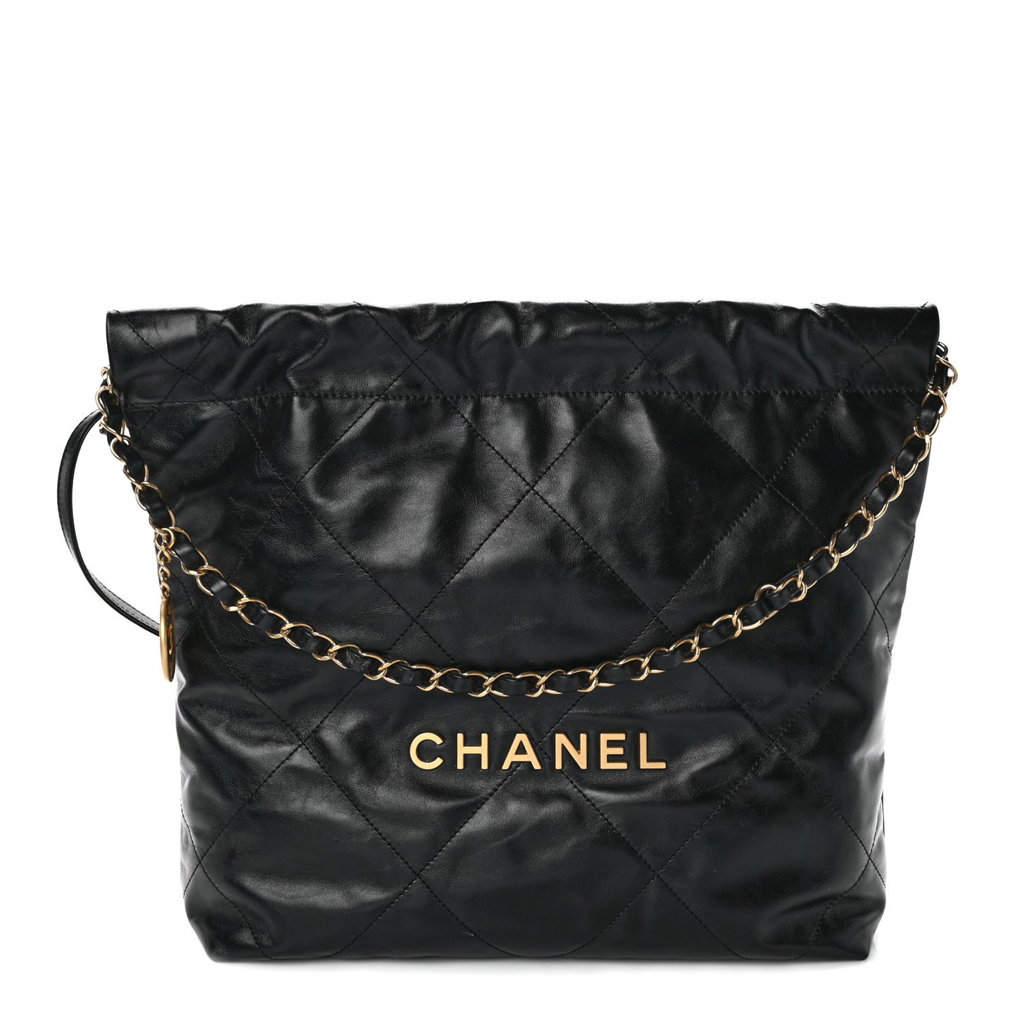 Shiny Calfskin Quilted Small Chanel 22 Black