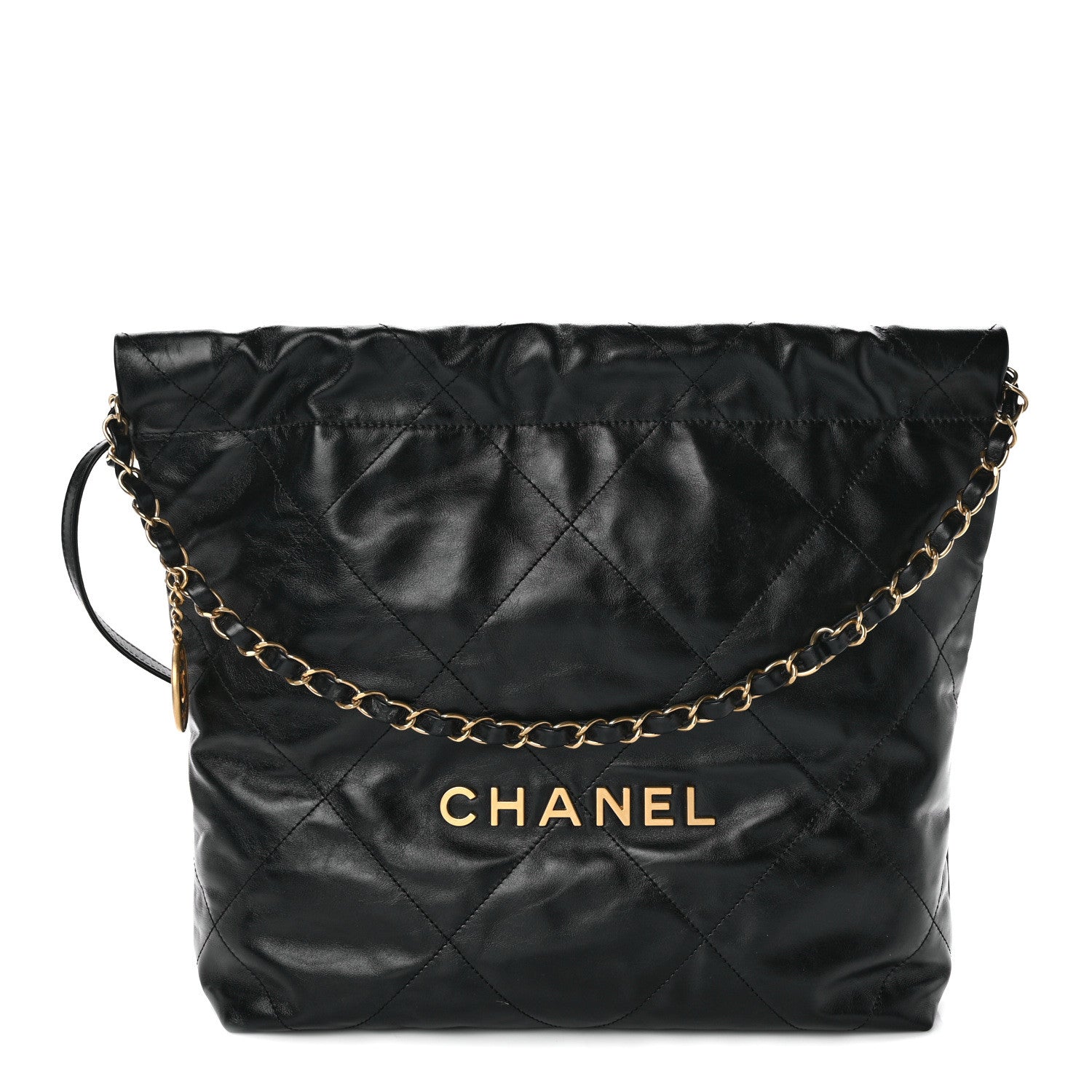 Chanel Shiny Calfskin Quilted Small Chanel 22 Black 1 of 14