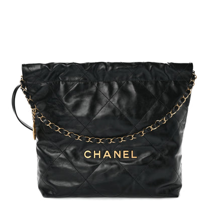 Chanel Shiny Calfskin Quilted Small Chanel 22 Black 1 of 14